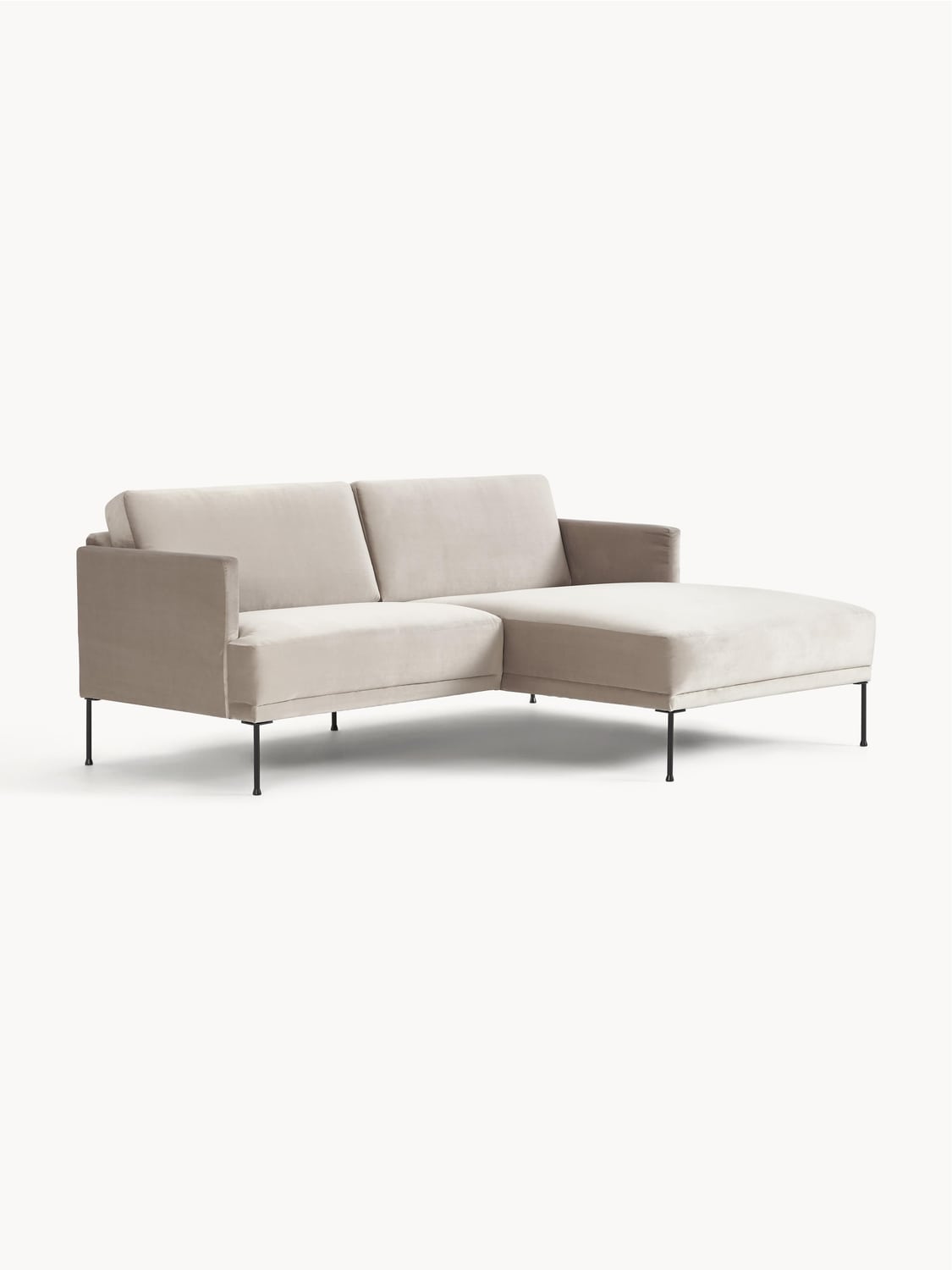 Fluente Small Velvet-Corner Sofa — Oatmeal