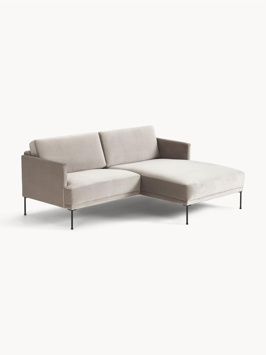 Fluente Small Velvet-Corner Sofa — Oatmeal