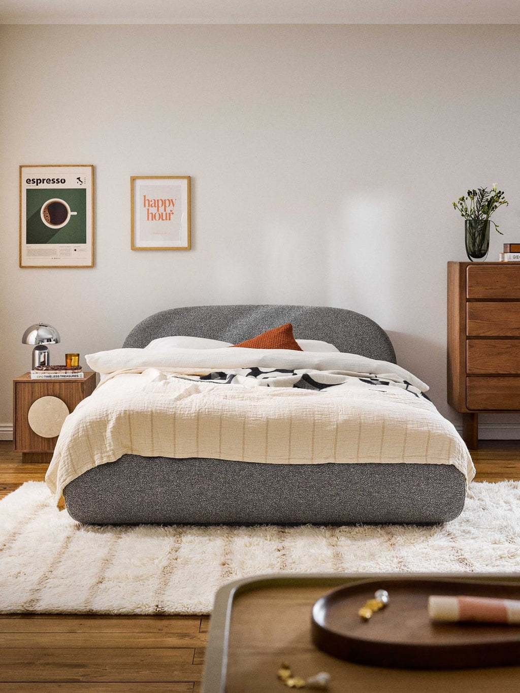 Alba Bouclé Upholstered Bed — Lilac