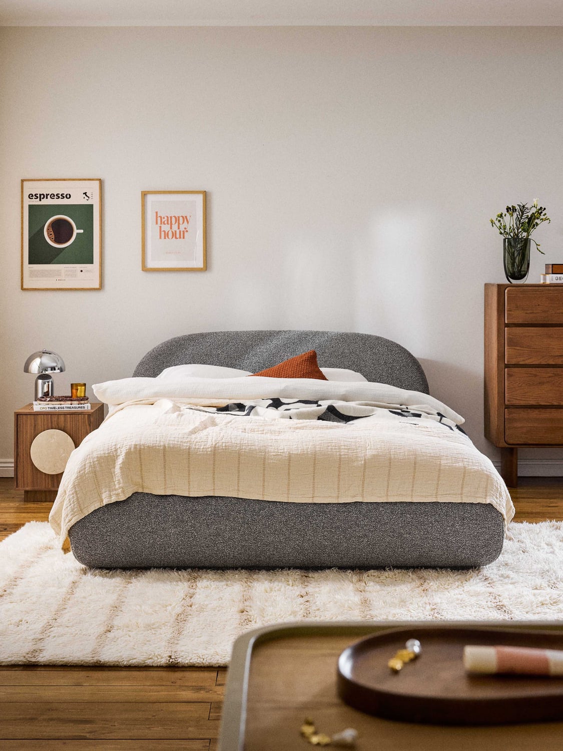 Alba Bouclé Upholstered Bed — Lilac
