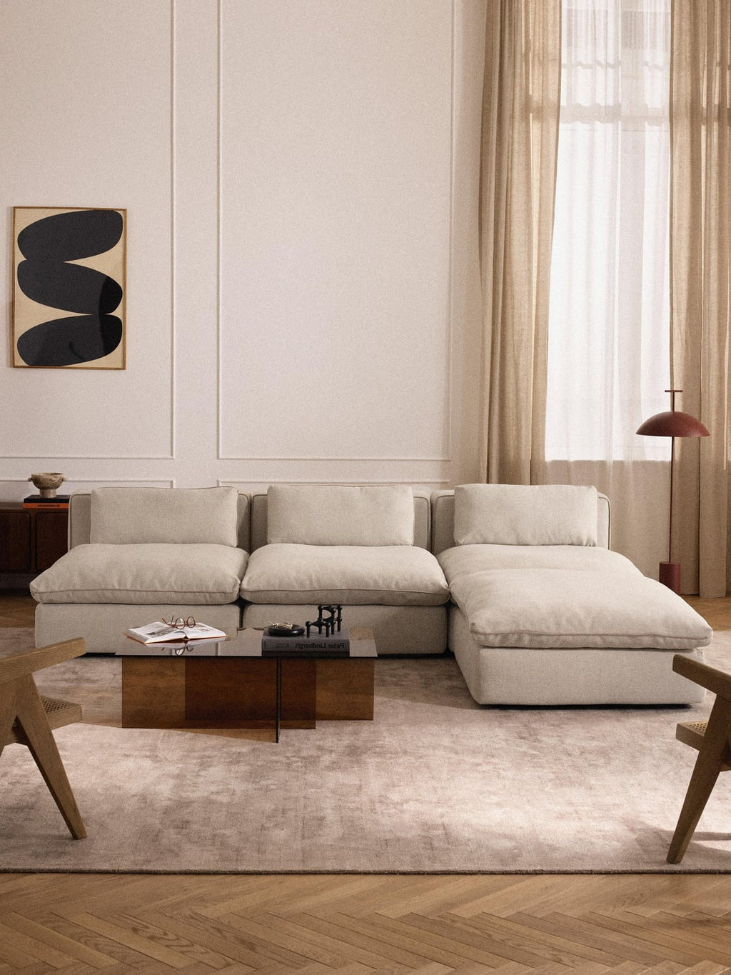 Felix Modular XL Sofa with Ottoman (left/right) — Light Grey