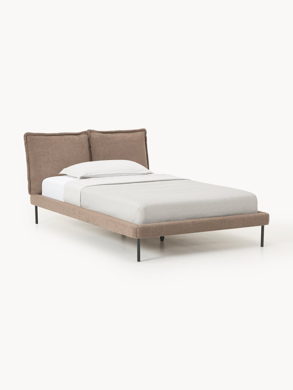 Amelia Teddy Bouclé Upholstered Bed — Sand Beige