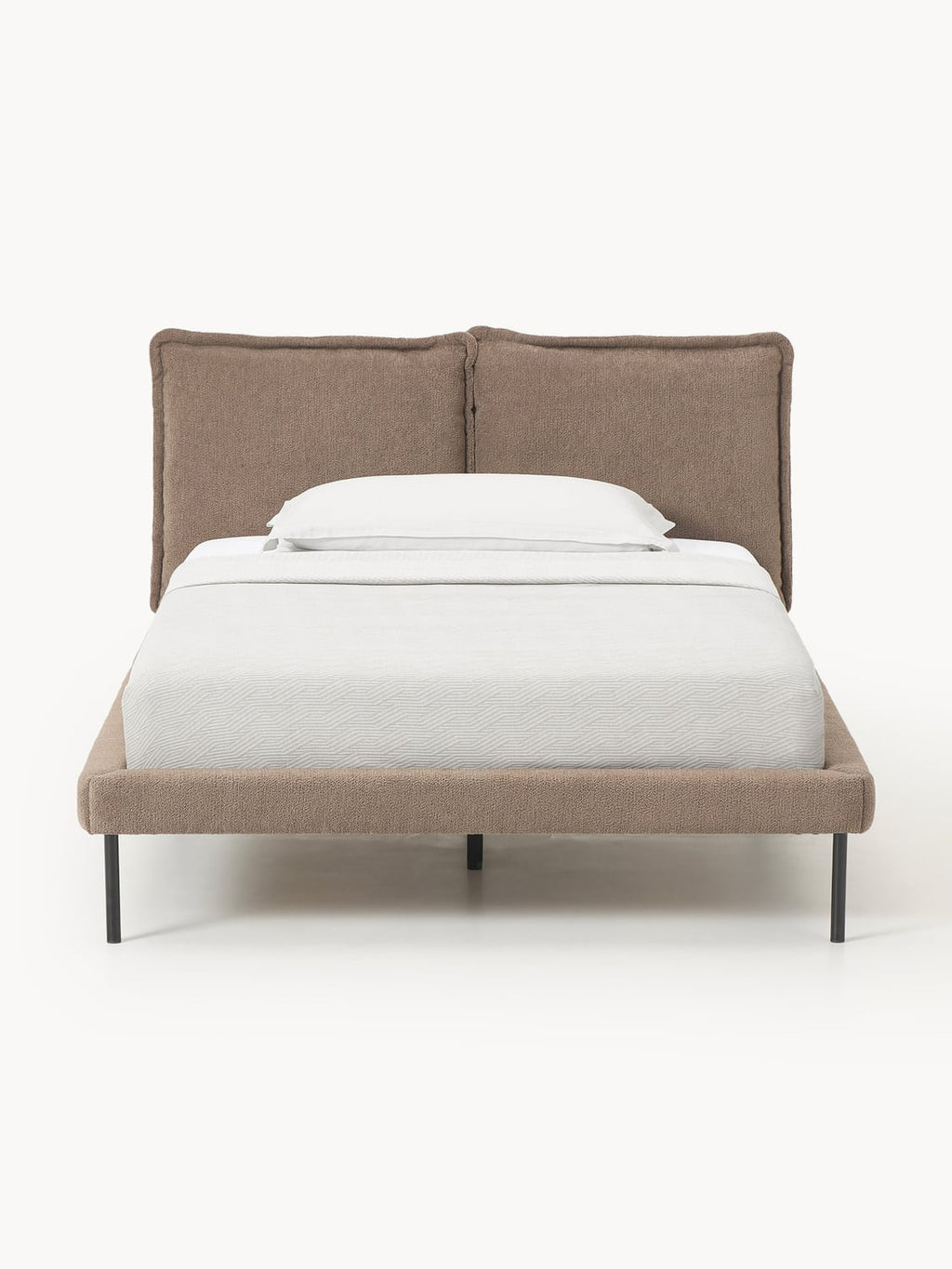 Amelia Teddy Bouclé Upholstered Bed — Sand Beige
