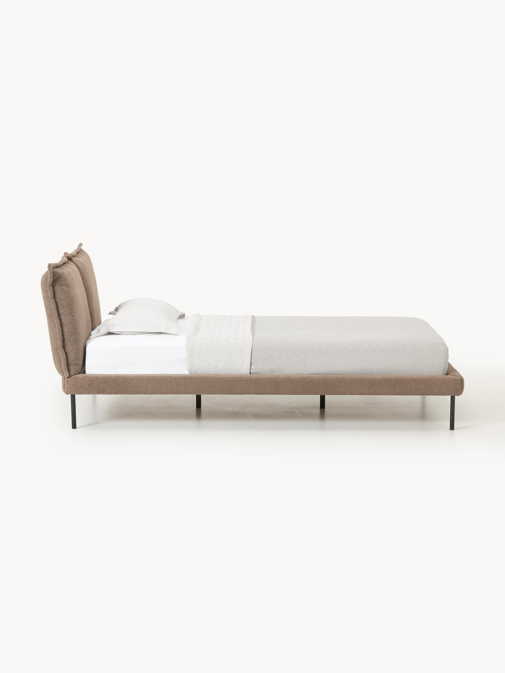 Amelia Teddy Bouclé Upholstered Bed — Sand Beige