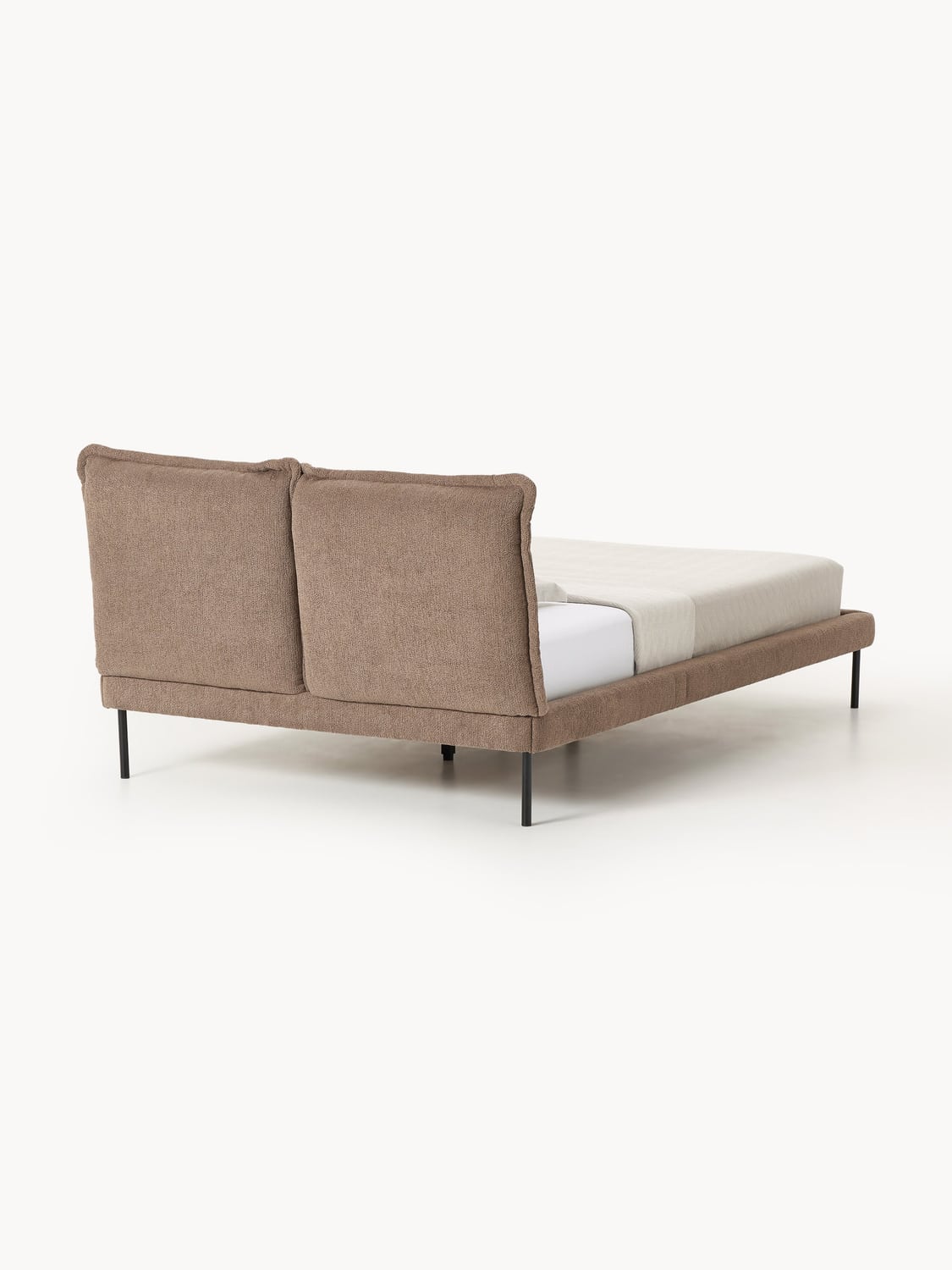 Amelia Teddy Bouclé Upholstered Bed — Sand Beige