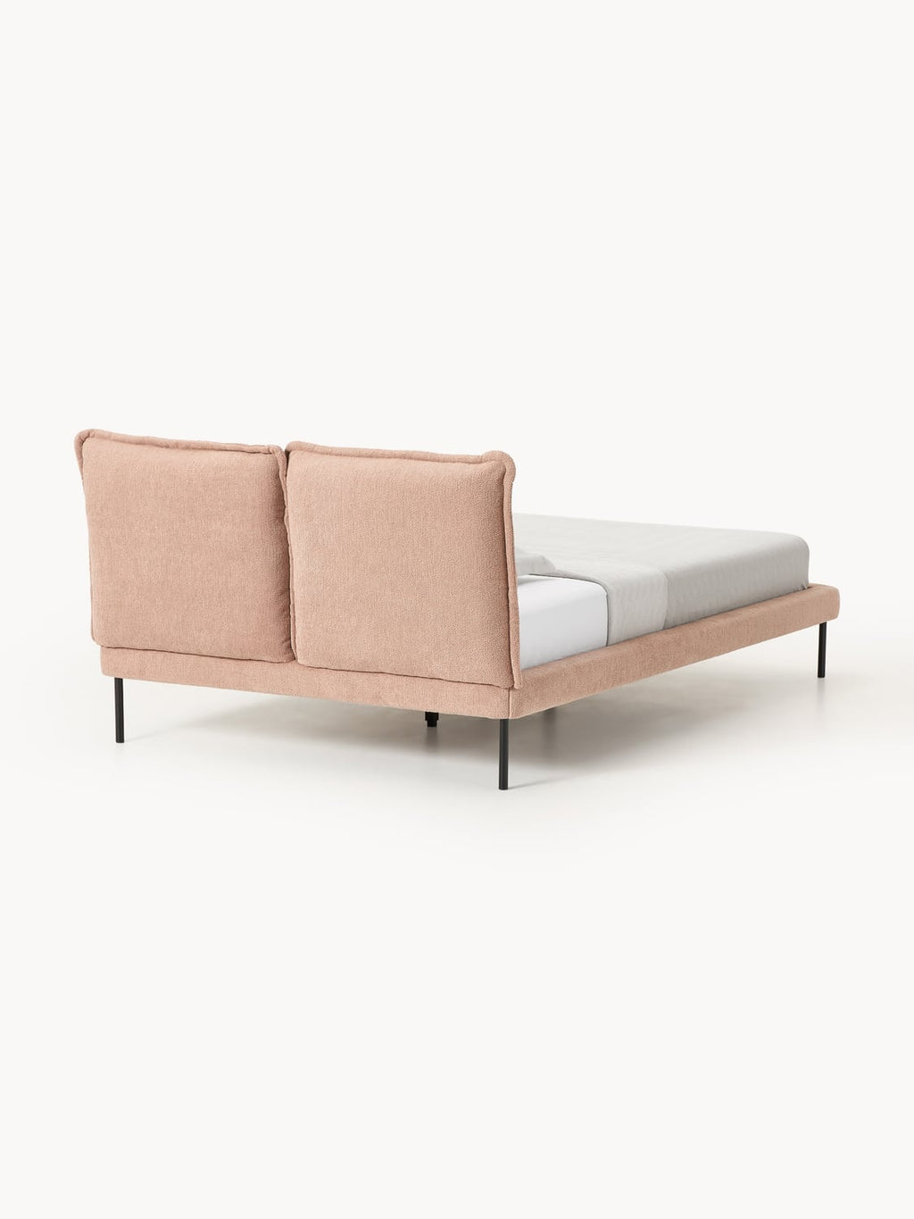 Amelia Teddy Bouclé Upholstered Bed — Linen Beige