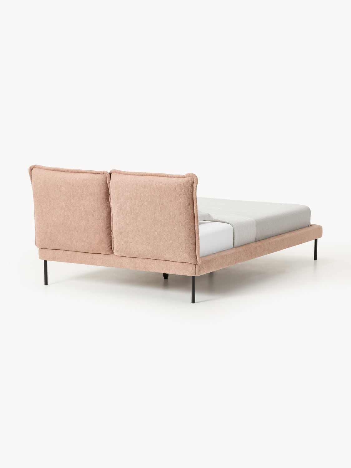 Amelia Teddy Bouclé Upholstered Bed — Linen Beige