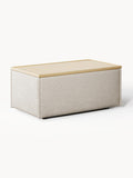 Lennon Sofa Ottoman in Linen Blend with Storage — Sand Beige