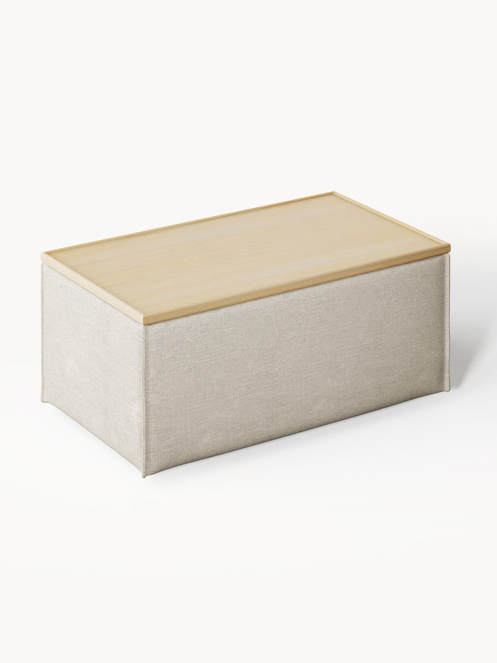 Lennon Sofa Ottoman in Linen Blend with Storage — Sand Beige