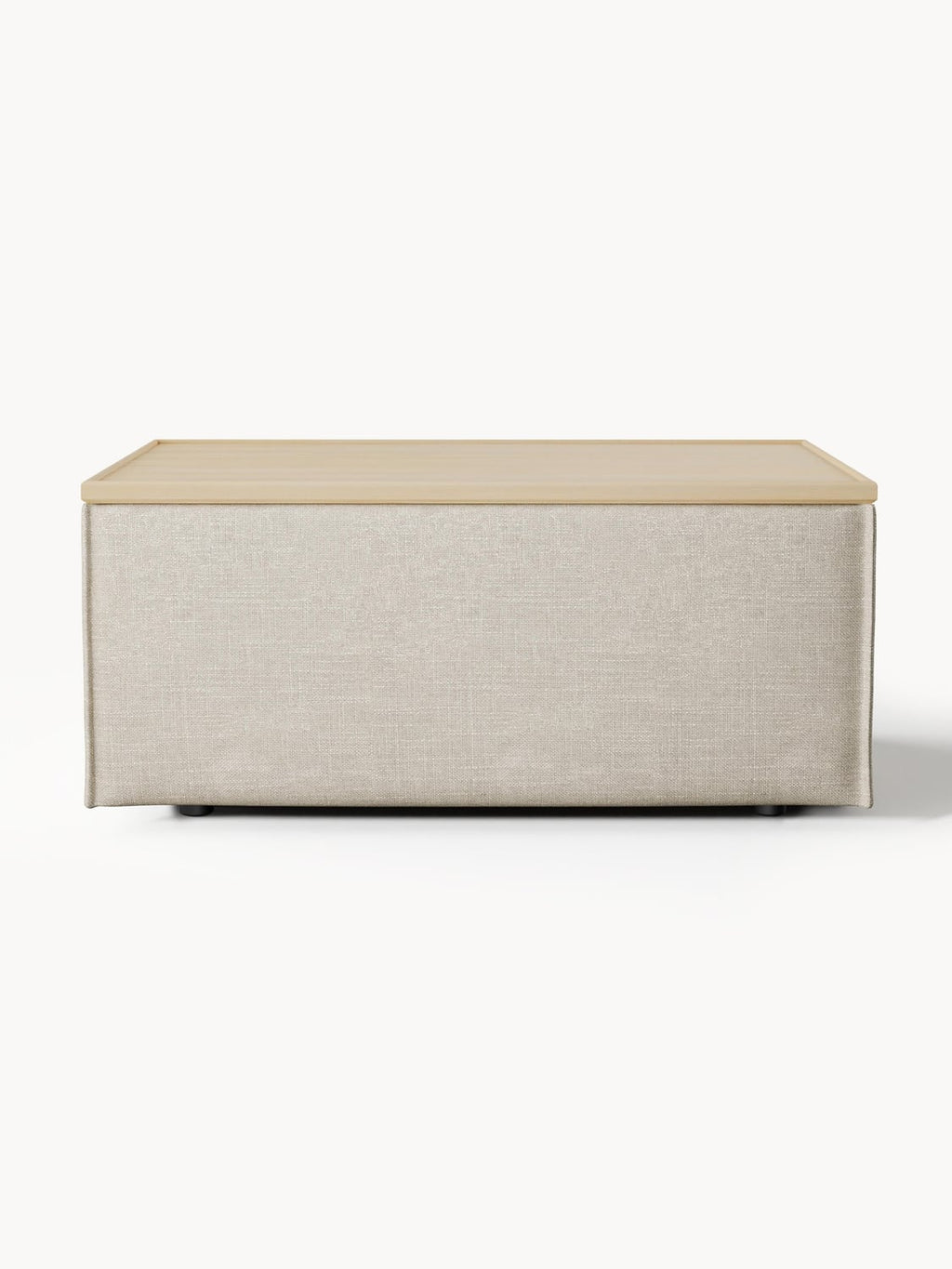 Lennon Sofa Ottoman in Linen Blend with Storage — Sand Beige