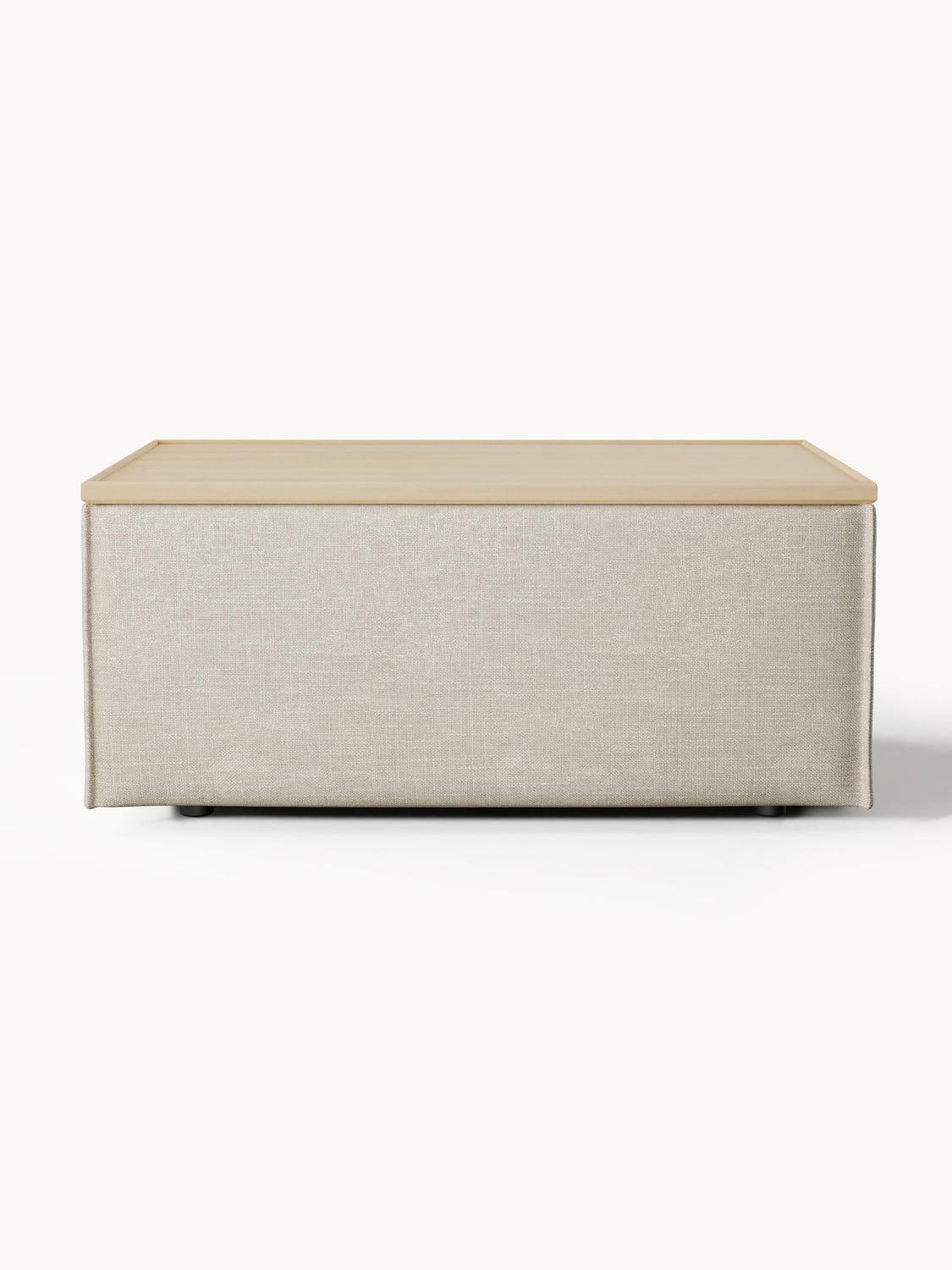 Lennon Sofa Ottoman in Linen Blend with Storage — Sand Beige