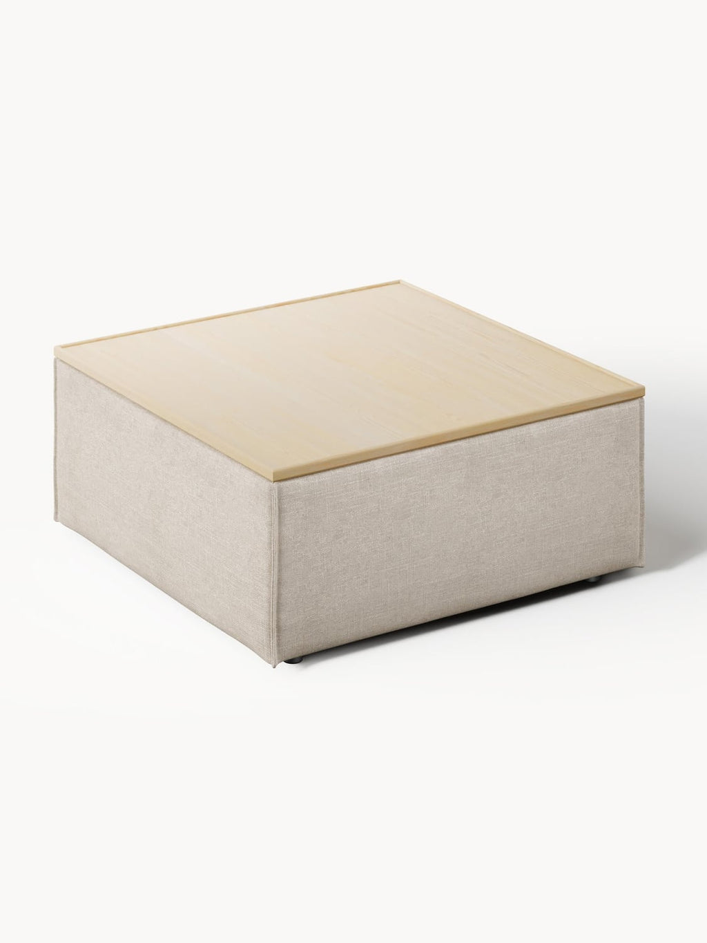Lennon Sofa Ottoman in Linen Blend with Storage — Linen Beige