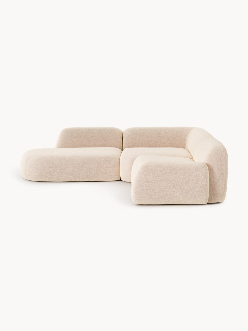 Wolke Modular Bouclé Corner Sofa (4-seater) with Chaise Longue — Blush