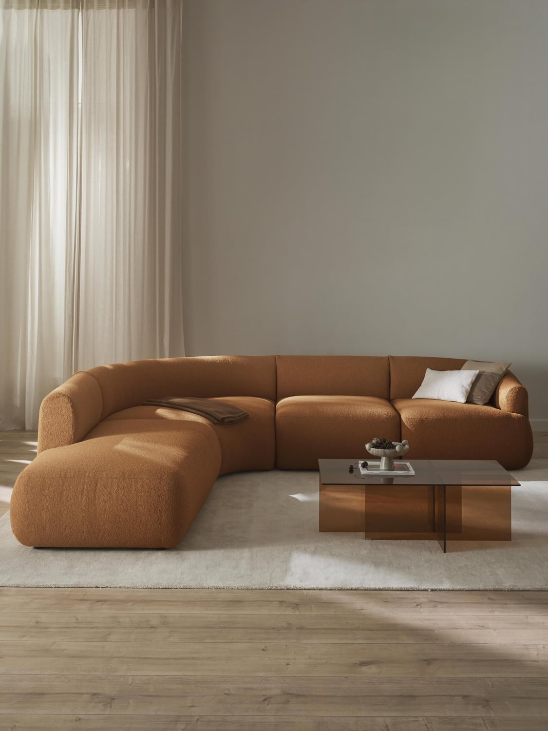 Sofia Modular Bouclé Corner Sofa (4-seater) — Camel
