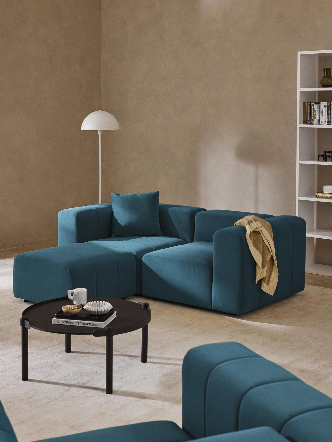 Lena Velvet-Sofa Ottoman — Teal