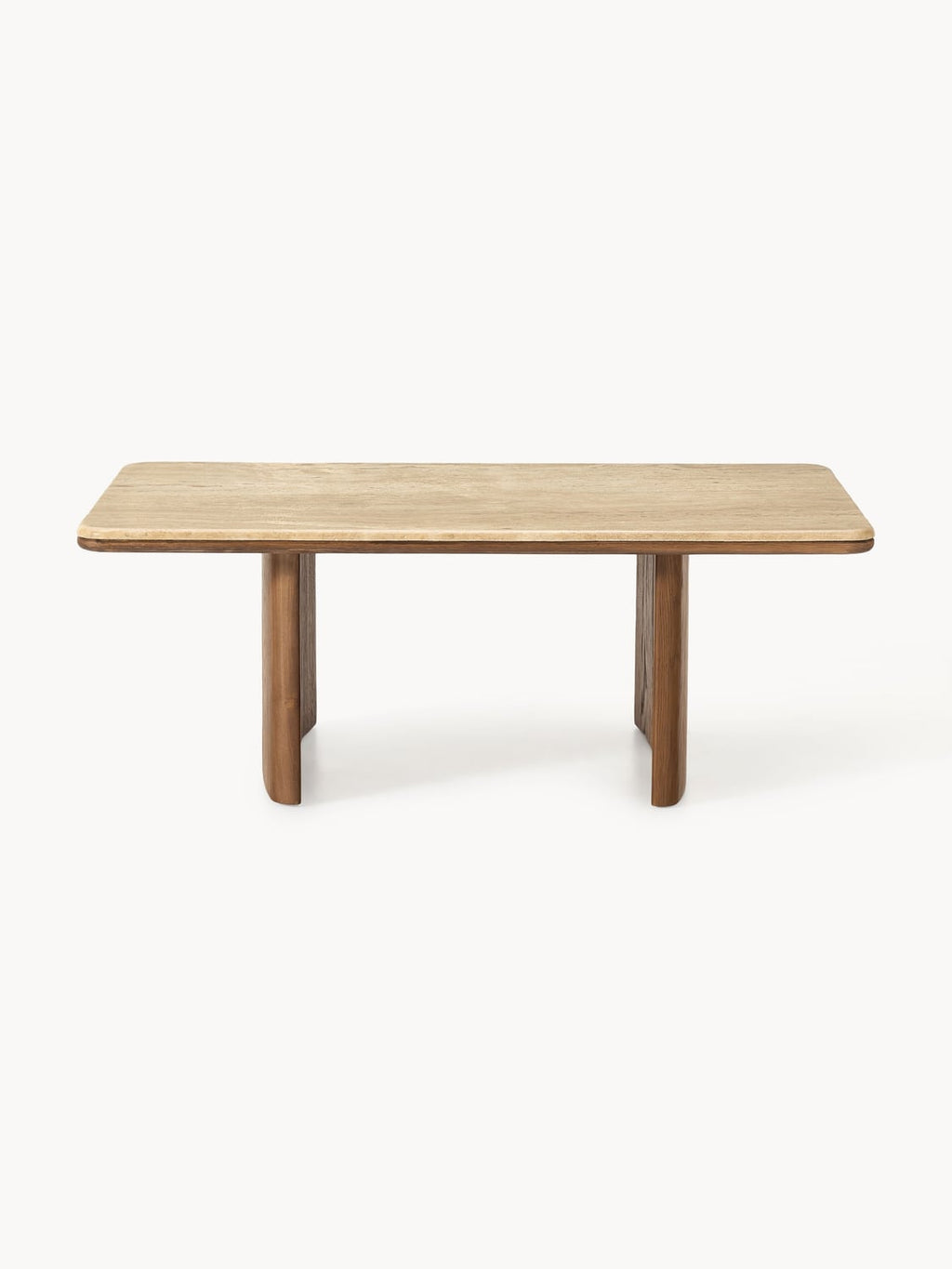 Chandler Coffee Table in Oak with Travertine Top