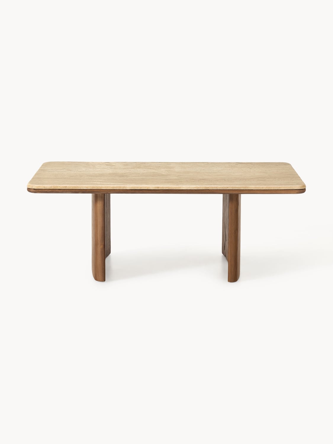 Chandler Coffee Table in Oak with Travertine Top