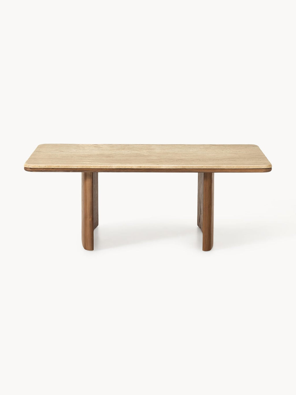 Chandler Coffee Table in Oak with Travertine Top