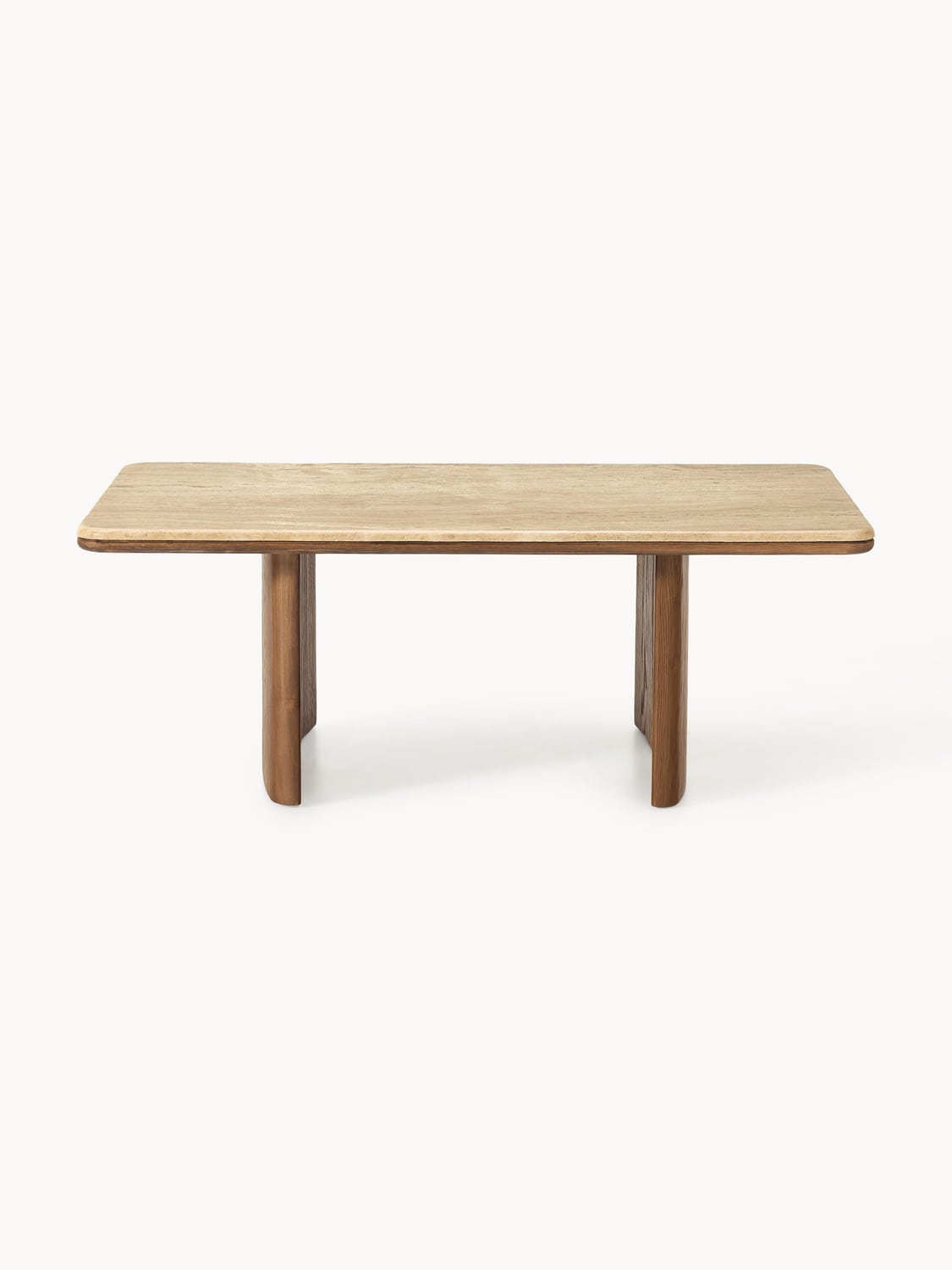 Chandler Coffee Table in Oak with Travertine Top