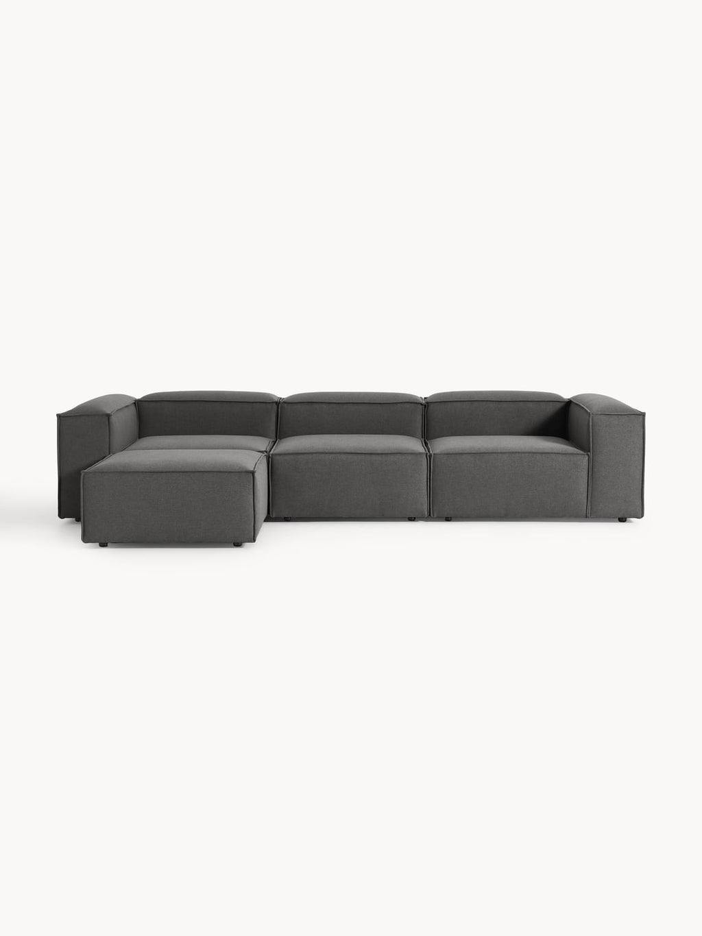 Lennon Modular Sofa (4-seater) with Ottoman (left/right) — Dark Grey