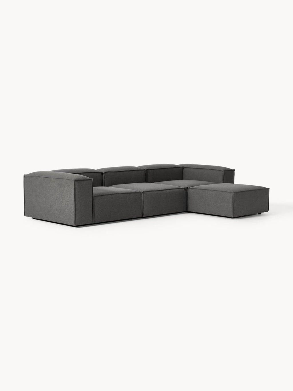 Lennon Modular Sofa (4-seater) with Ottoman (left/right) — Dark Grey