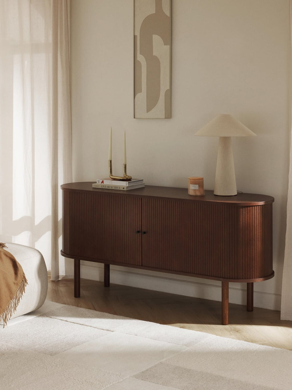 Calary Sideboard with Fluted Front — Brown