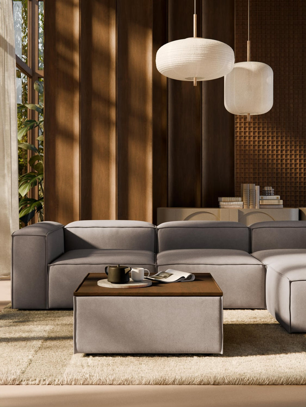 Lennon Sofa Ottoman with Storage — Mushroom