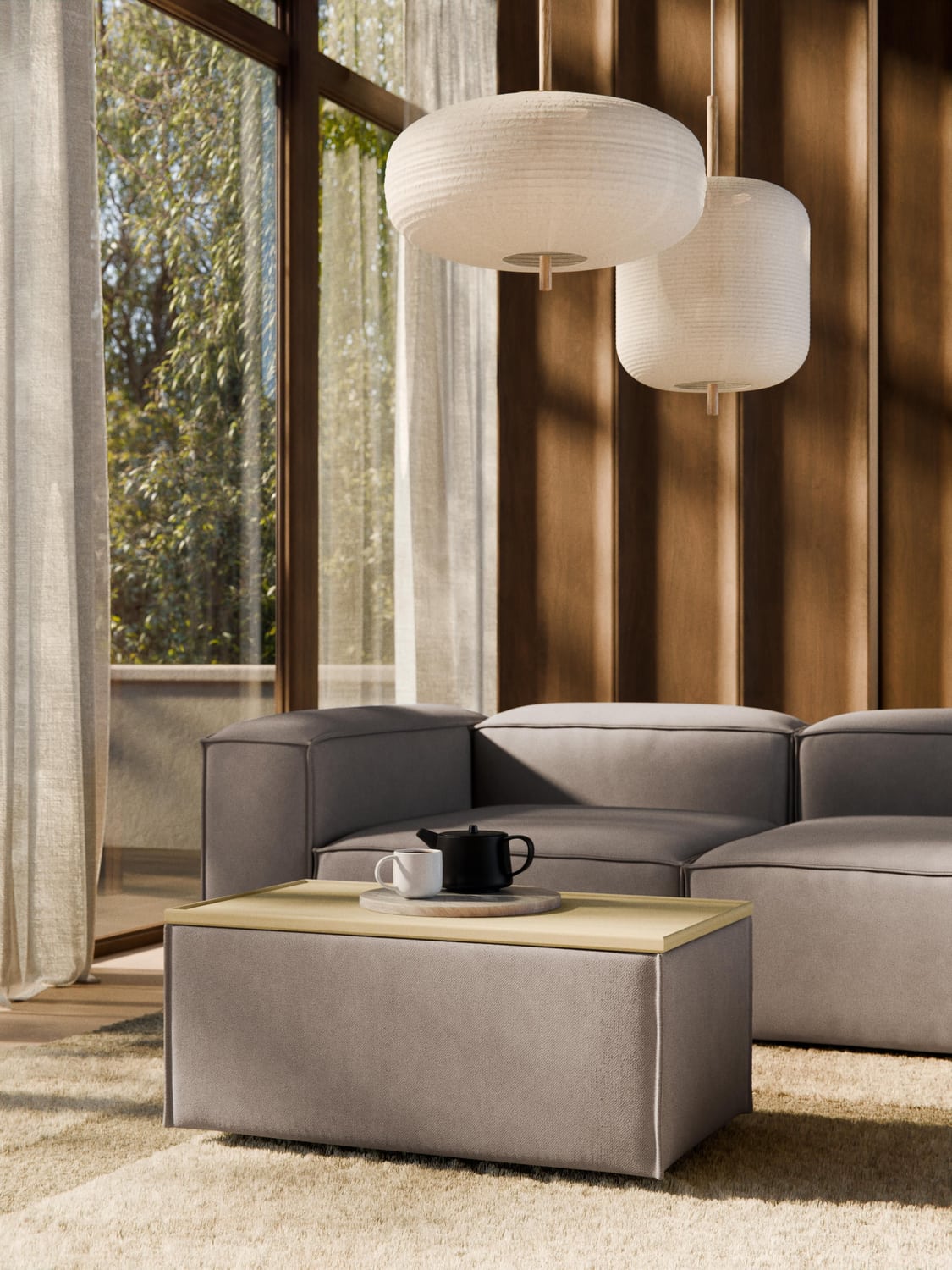 Lennon Sofa Ottoman with Storage — Clay