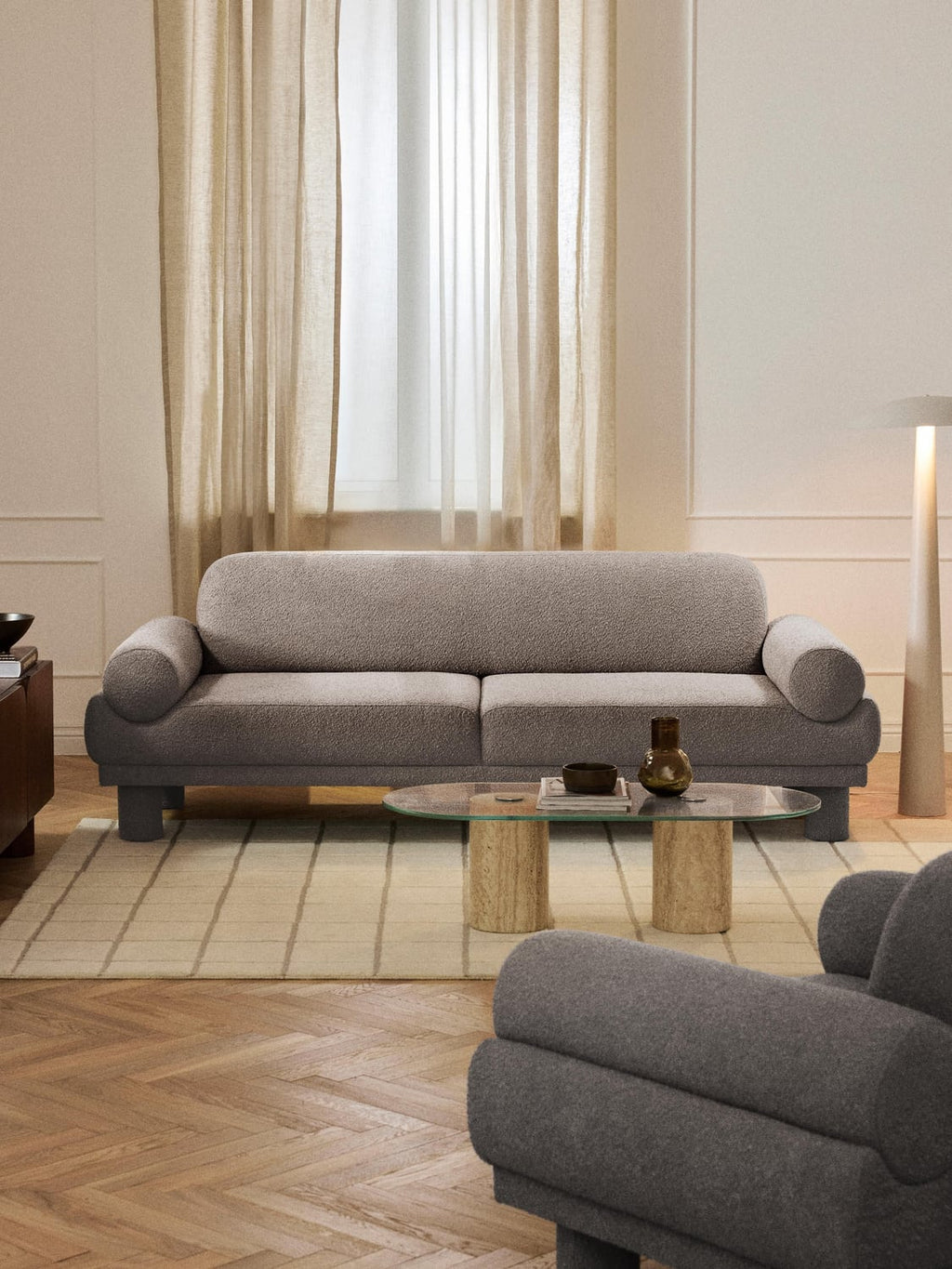 Lilo Bouclé Sofa (3-seater) — Grey