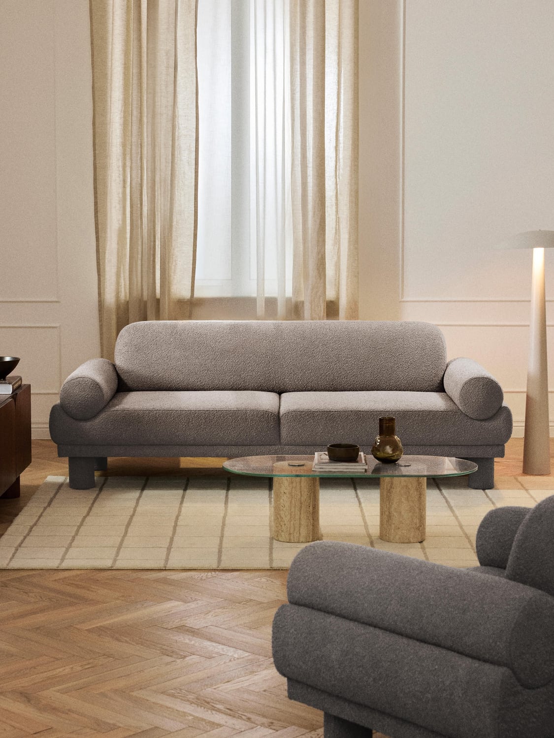 Lilo Bouclé Sofa (3-seater) — Grey