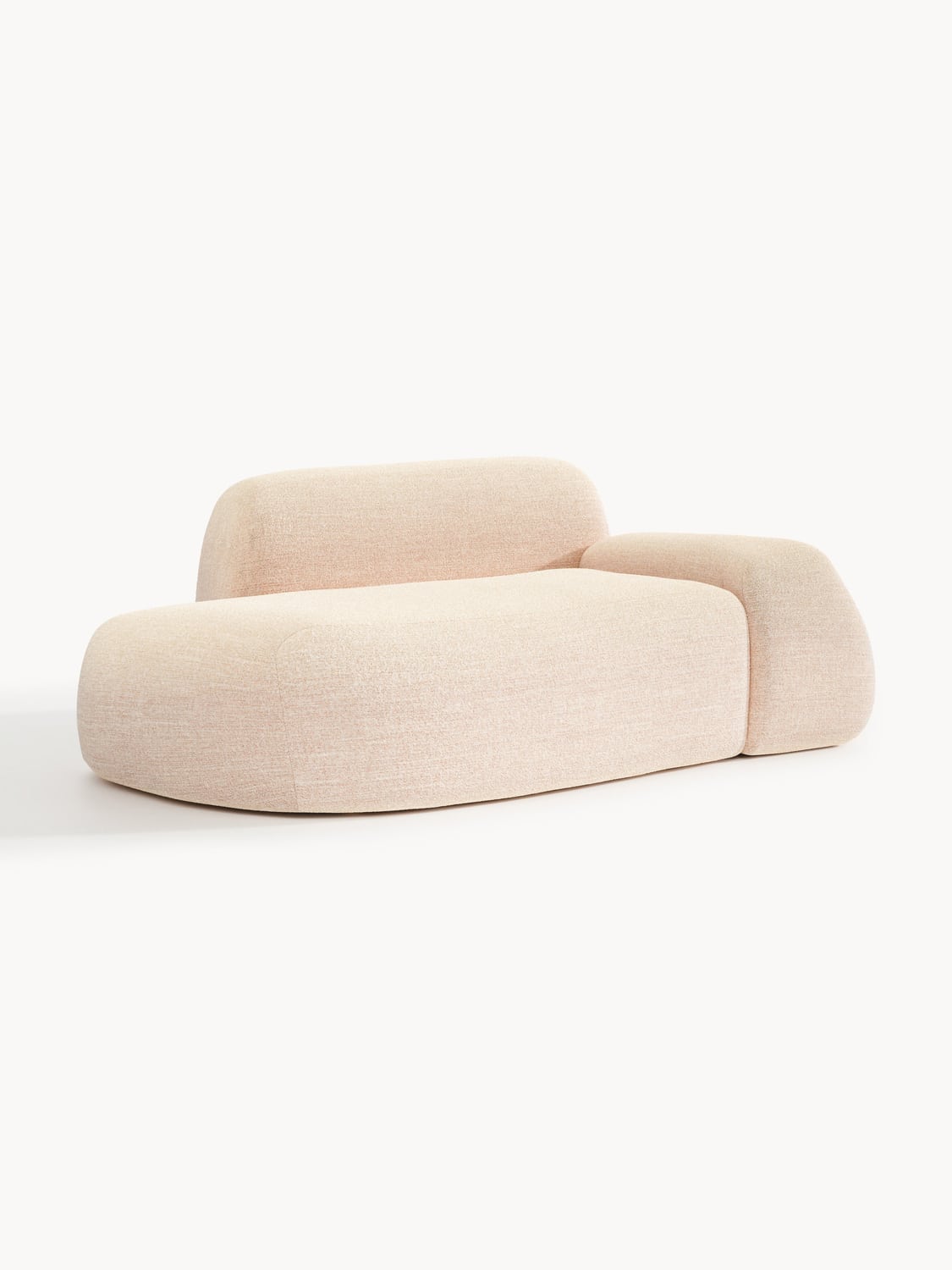 Wolke Bouclé Sofa (2-seater) with Chaise Longue — Off-White