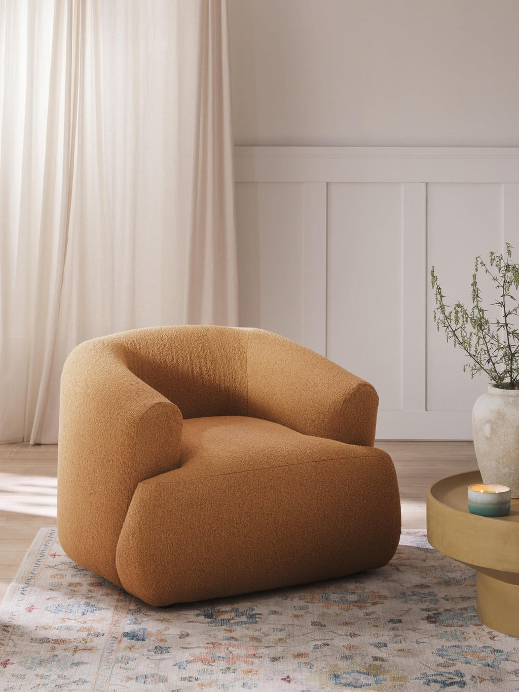 Sofia Bouclé Armchair — Cognac