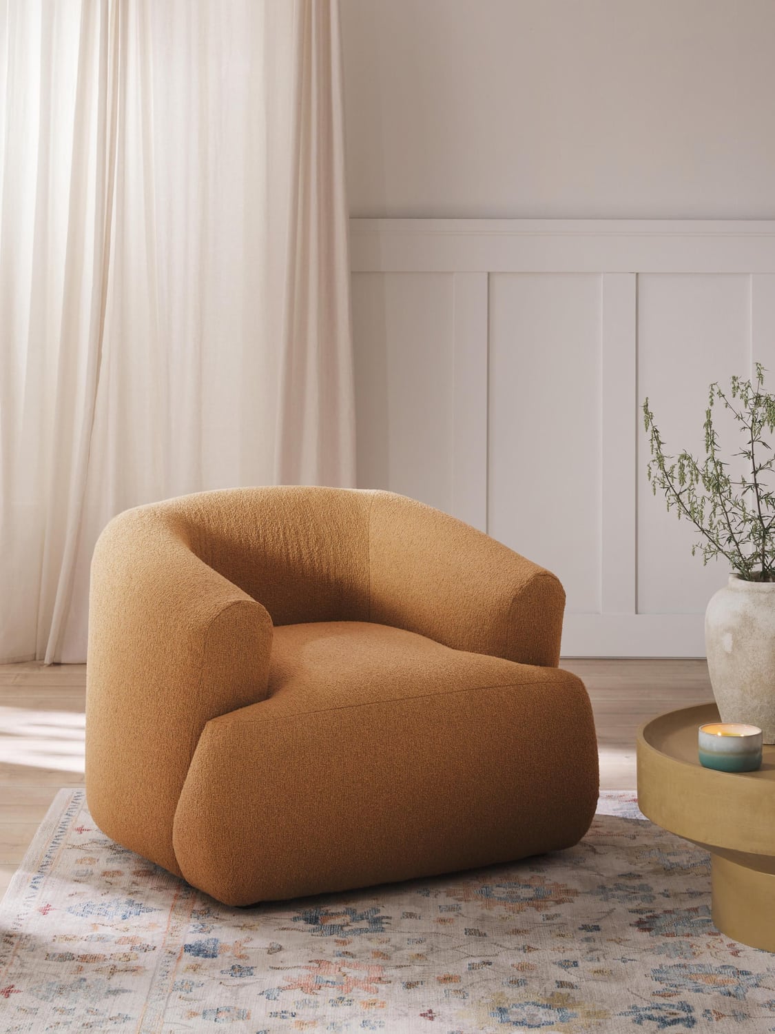 Sofia Bouclé Armchair — Cognac