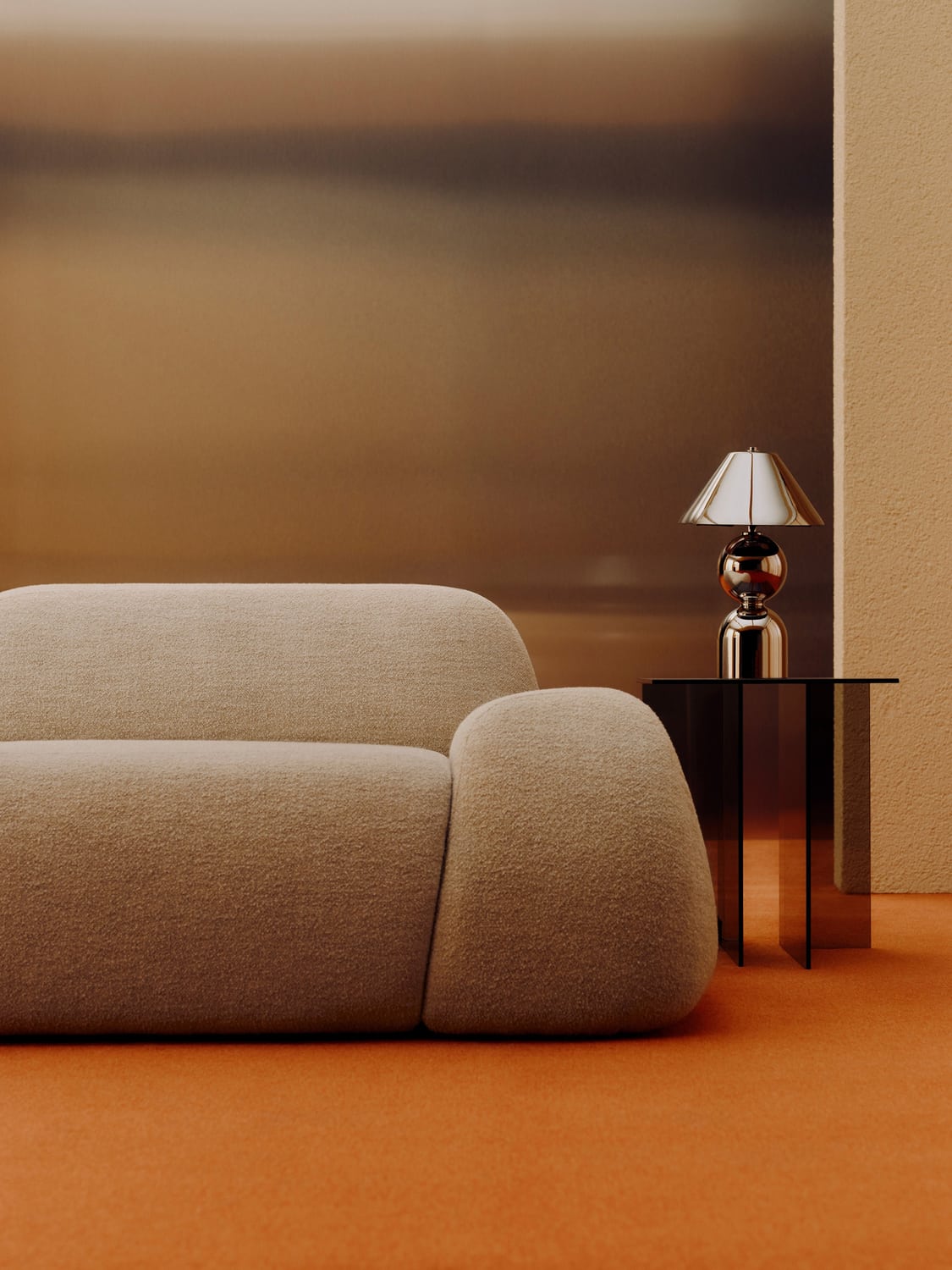 Wolke Bouclé Corner Module — Light Grey