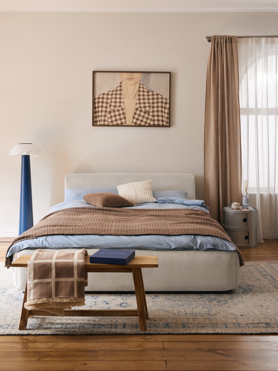 Melva Upholstered Bed — Light Grey