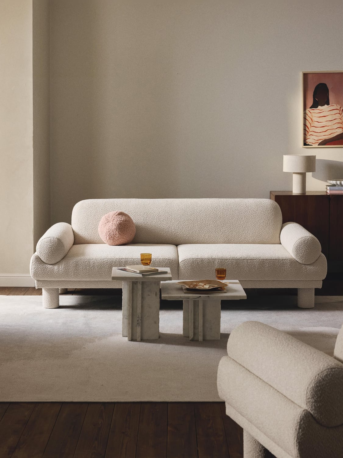 Lilo Bouclé Sofa (3-seater) — Light Grey