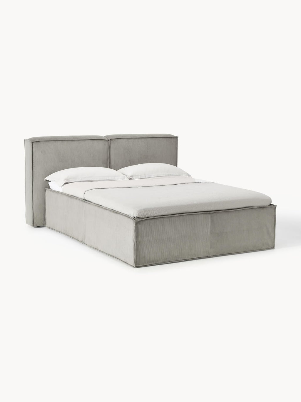 Lennon Corduroy-Box-Spring Bed — Oatmeal