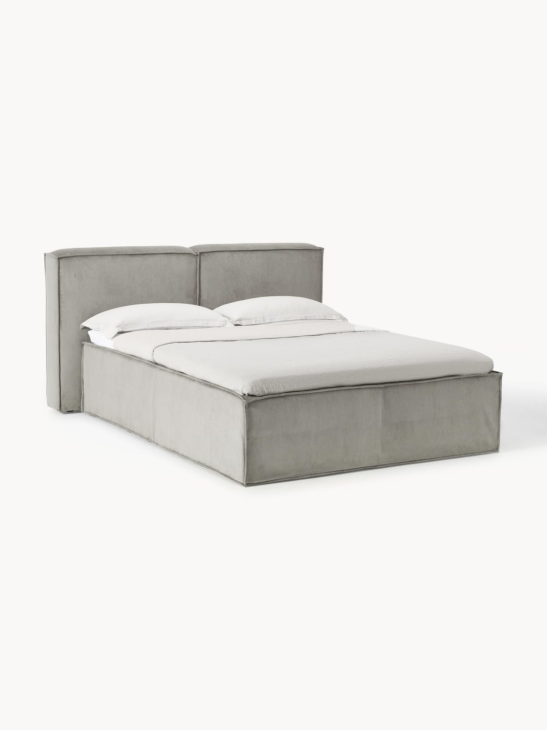 Lennon Corduroy-Box-Spring Bed — Oatmeal