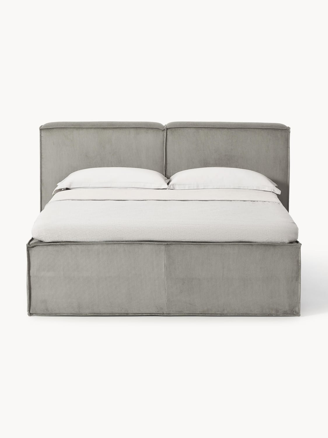 Lennon Corduroy-Box-Spring Bed — Oatmeal