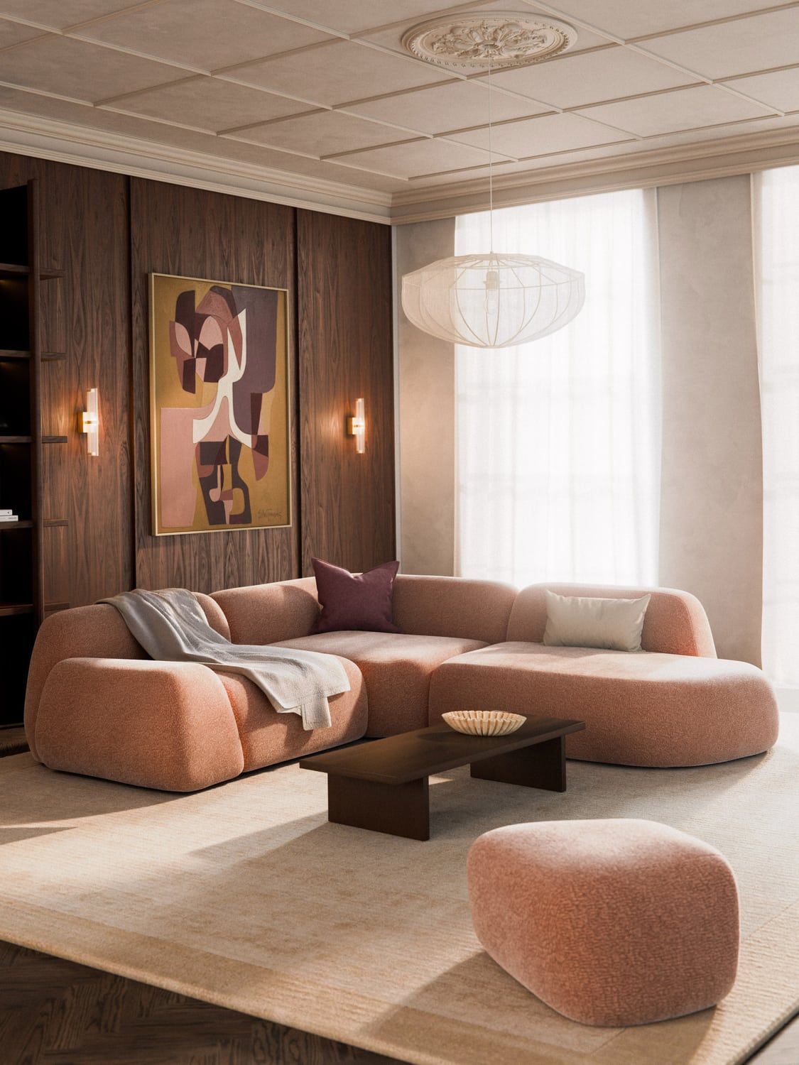 Wolke Oval Sofa Ottoman — Pink