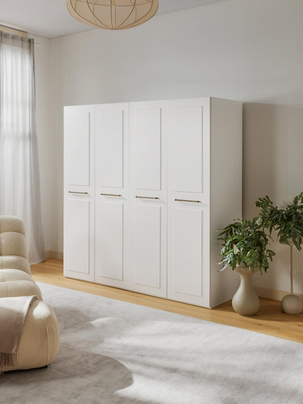 Charlotte Modular Hinged-Door Wardrobe, 200 cm Width, in various sizes — Off-White