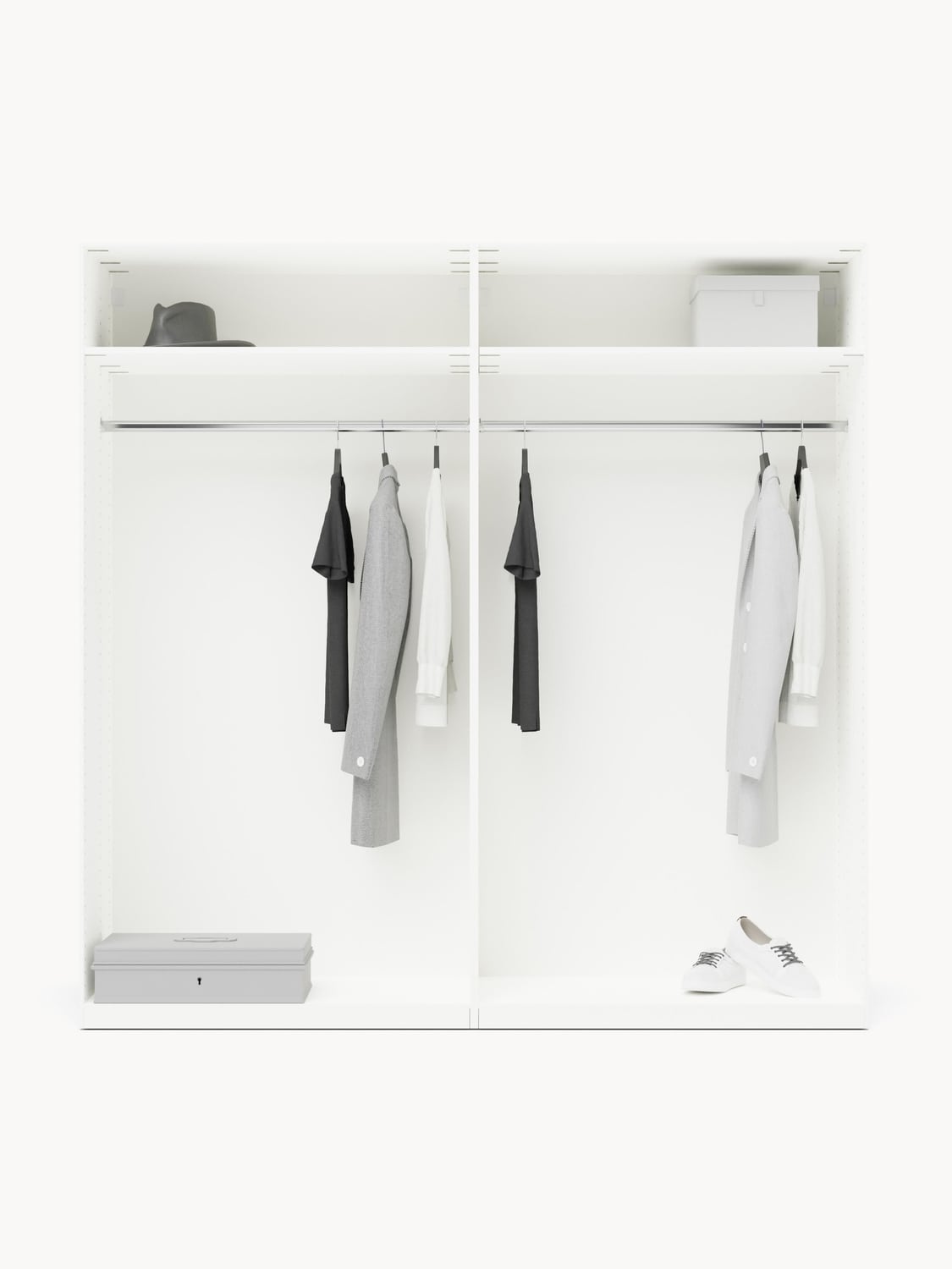 Charlotte Modular Hinged-Door Wardrobe, 200 cm Width, in various sizes — Off-White