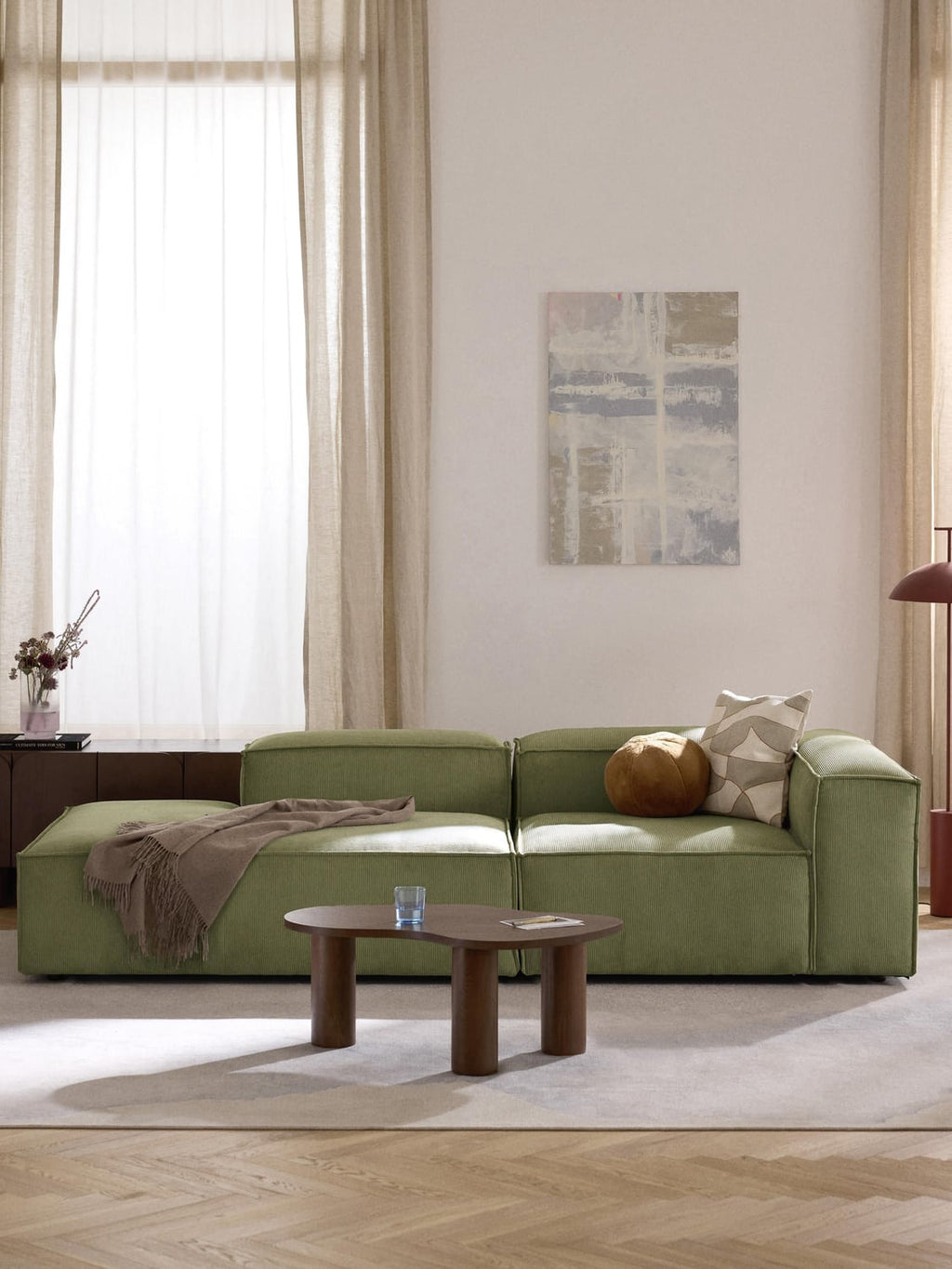 Lennon Modular Ottoman in Corduroy — Taupe