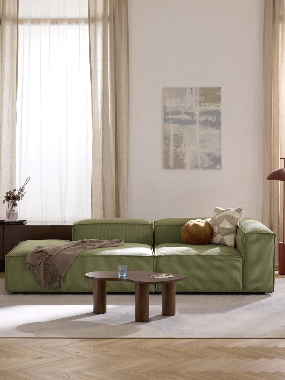 Lennon Modular Ottoman in Corduroy — Taupe