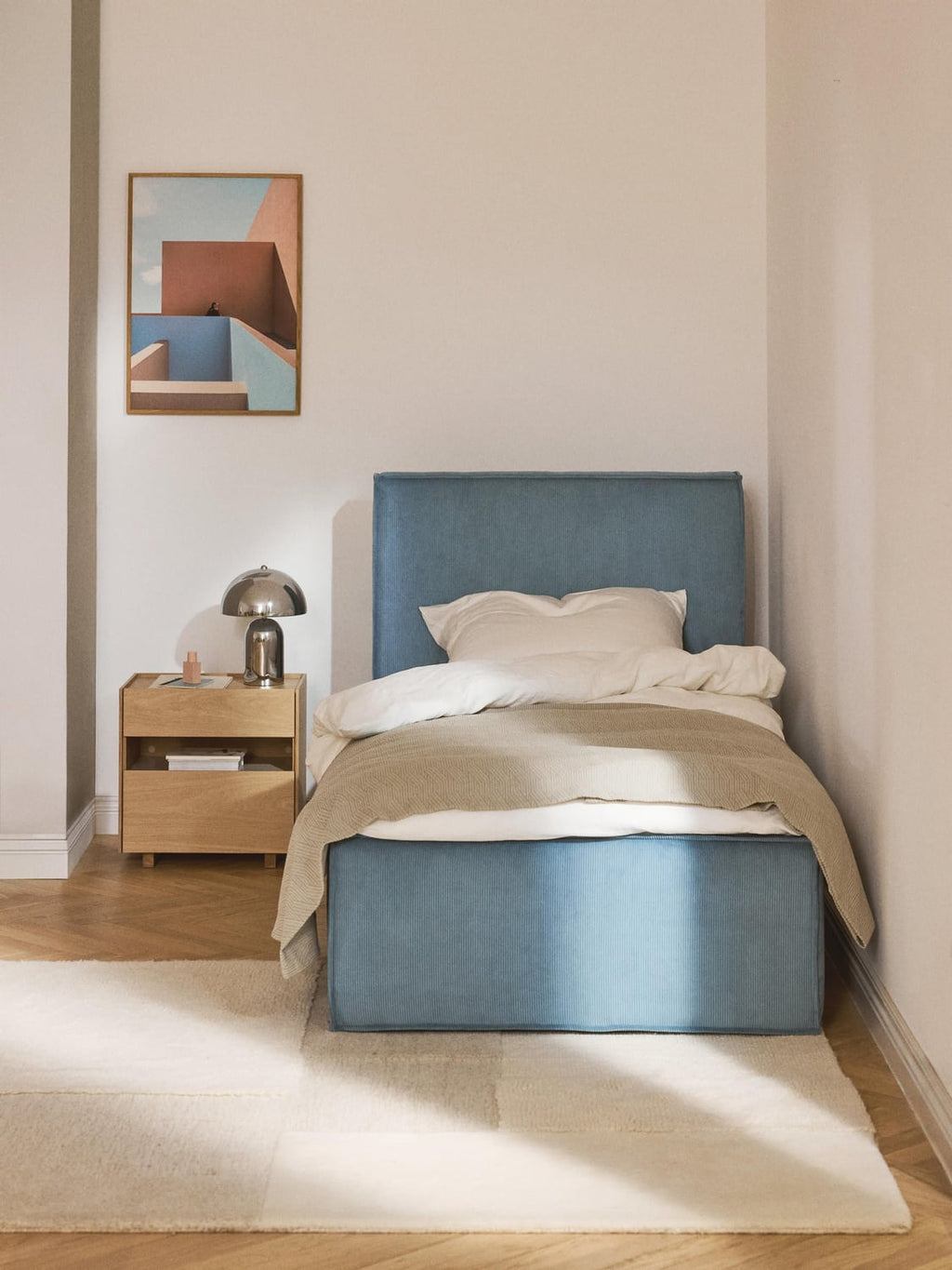 Dream Corduroy-Single Bed with Storage — Lilac