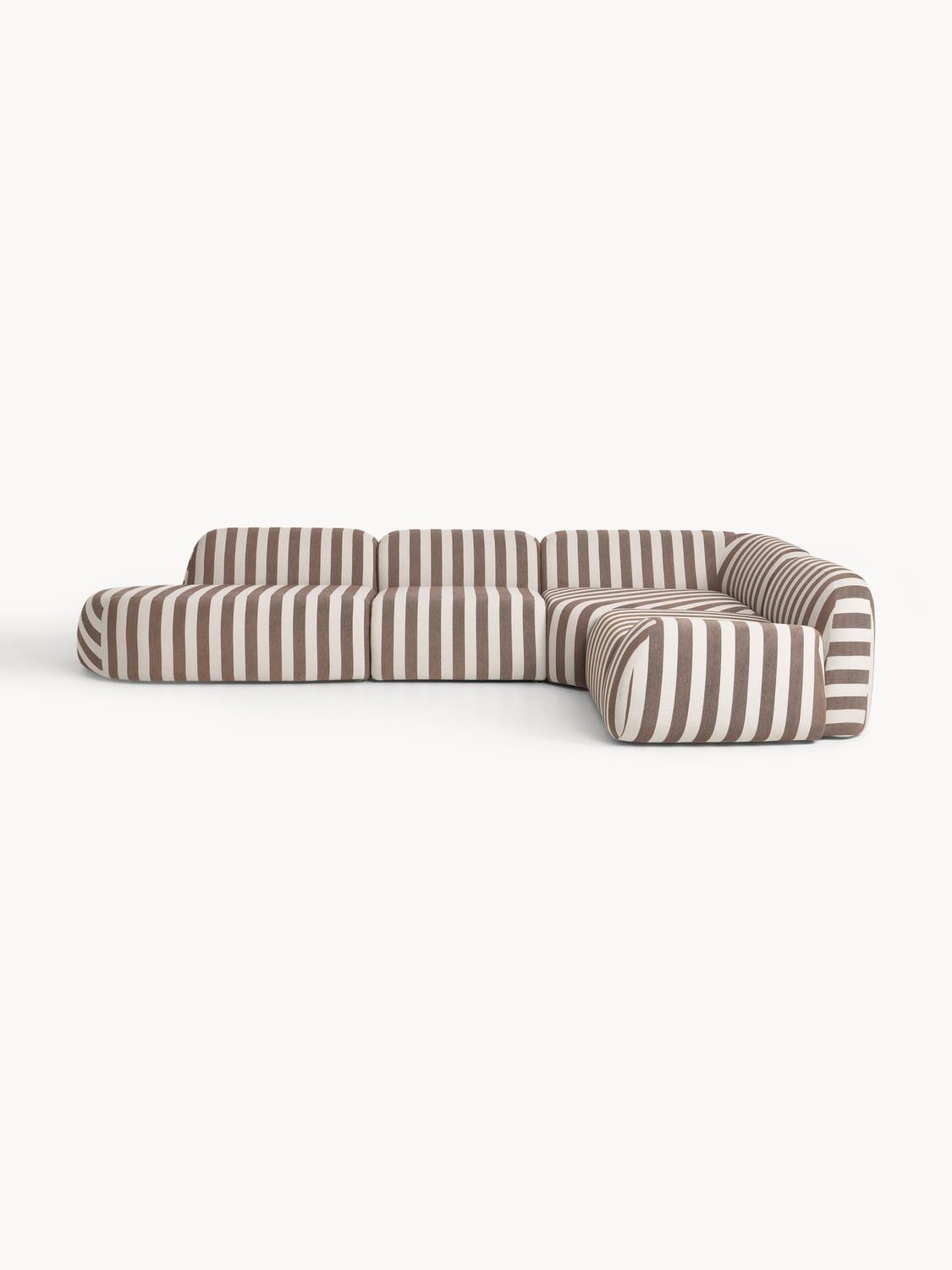 Wolke Modular Striped XL Corner Sofa with Chaise Longue — Sage