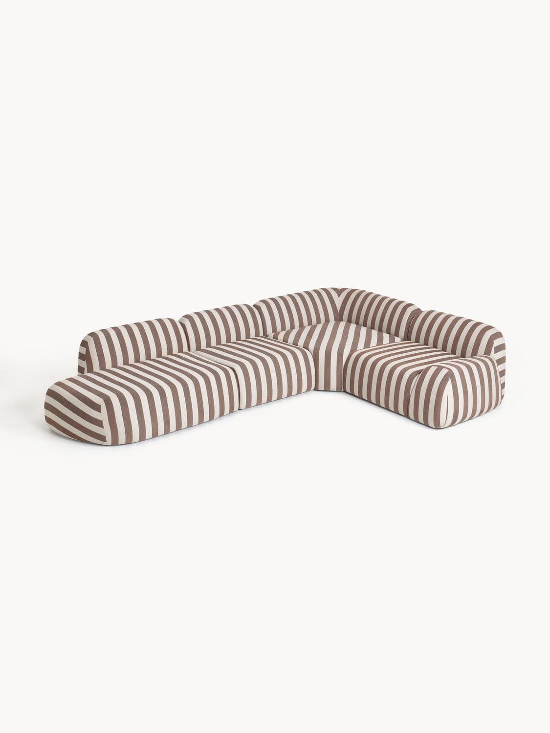 Wolke Modular Striped XL Corner Sofa with Chaise Longue — Sage