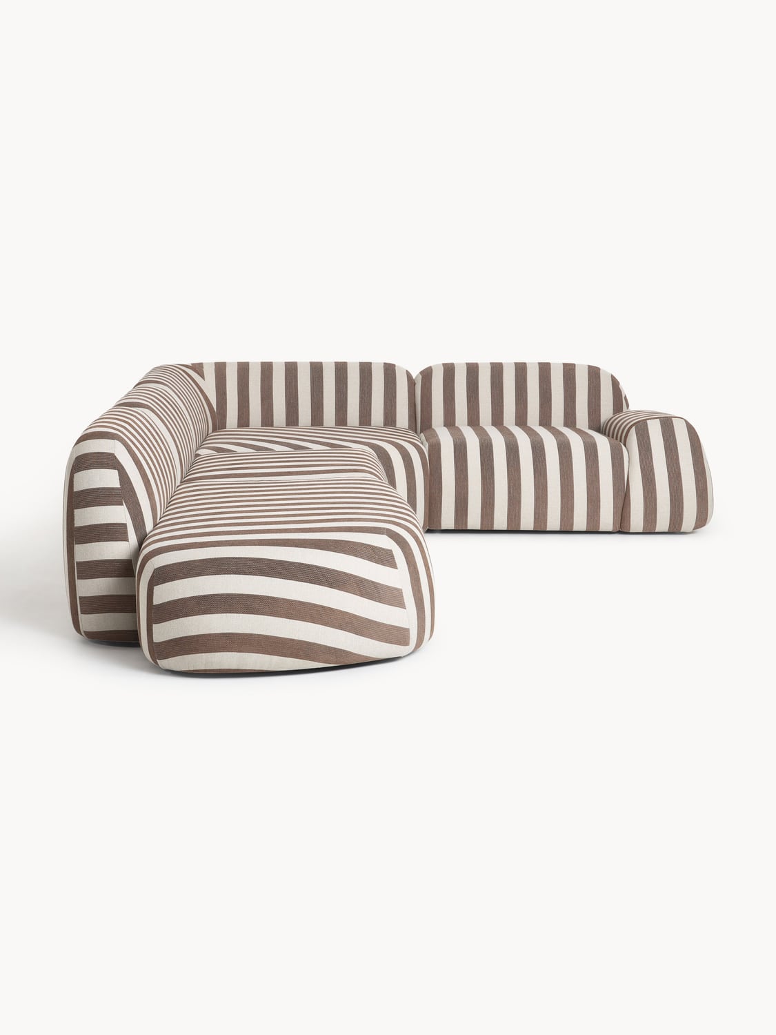 Wolke Modular Striped XL Corner Sofa with Chaise Longue — Sage