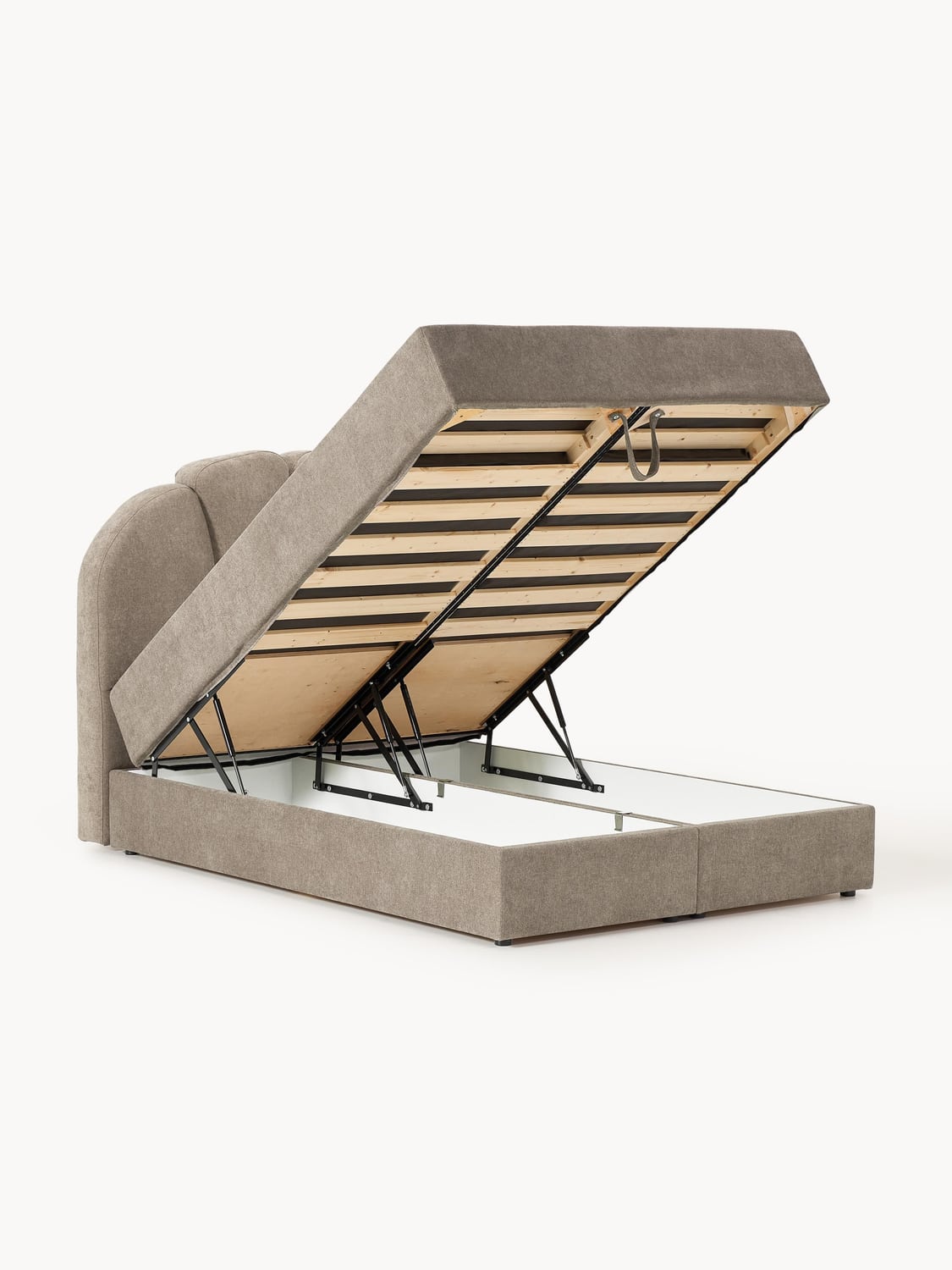 Romia Box-Spring Bed with Storage — Warm Grey