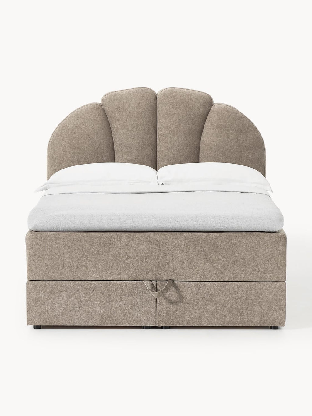 Romia Box-Spring Bed with Storage — Warm Grey